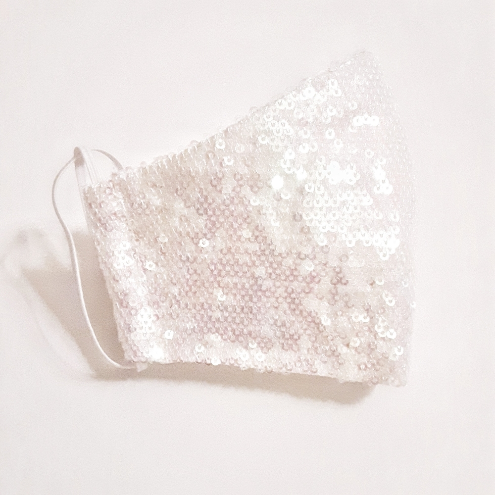 Face mask cream iridescent sequins, w/ wire. NWOT